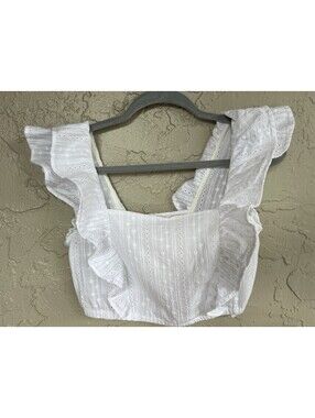 BCBGeneration Womens Eyelet Ruffle Tank Cropped Blouse Size M